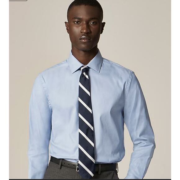 J.Crew Slim Bowery Performance Dress Shirt Mens S Blue AU829 Spread Collar LS - Picture 1 of 8